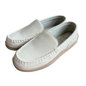 My Slippers By My Pillow Women's Ivory Leather Loafers Moccasins Slippers Sz‎ 10